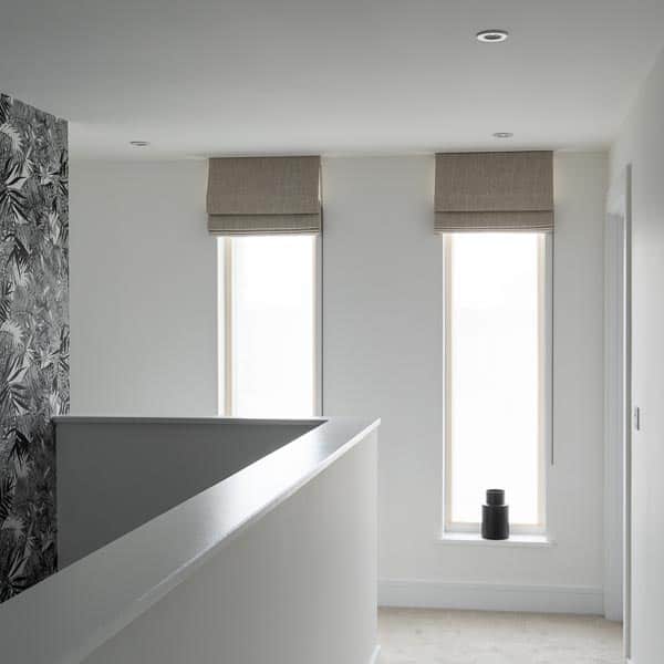 natural cotton roman blinds for landing windows