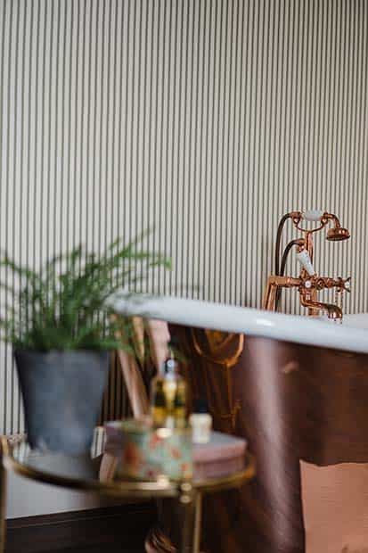 fabric wall panels in a bathroom