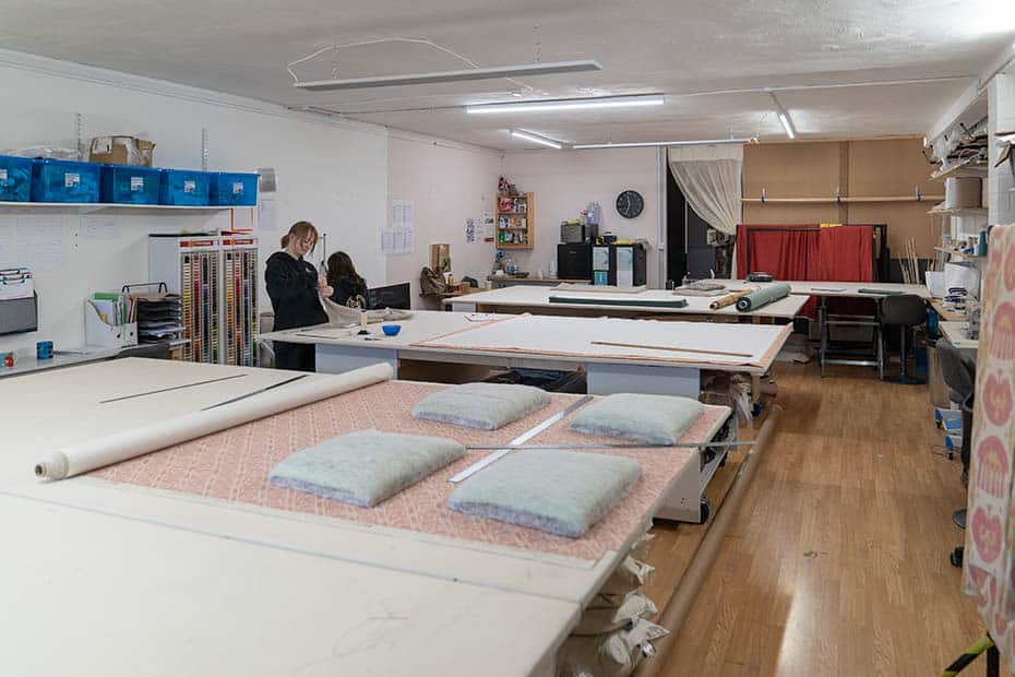 large soft furnishings workroom at no naked windows