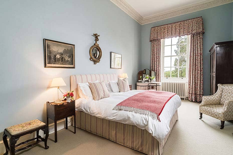 bed with valance and matching headboard