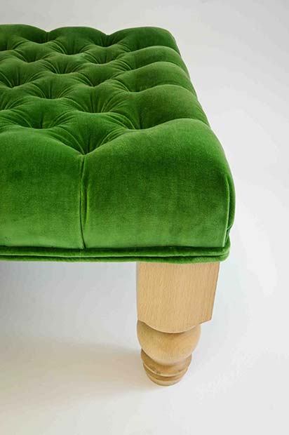 green velvet footstool