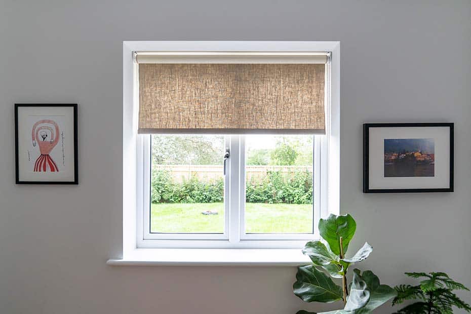office roller blind handmade from beige linen