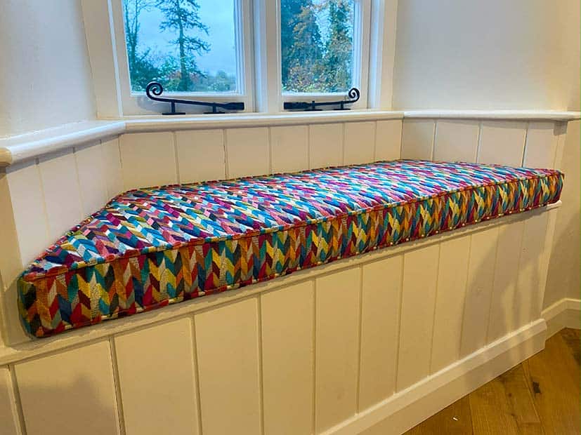 velvet chevron window seat box cushion