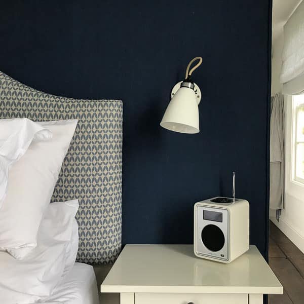 gayles bedroom detail of bespoke headboard and wall panel